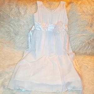 V-Neckline Chiffon Girls Dress and Tea Length Nylon slip